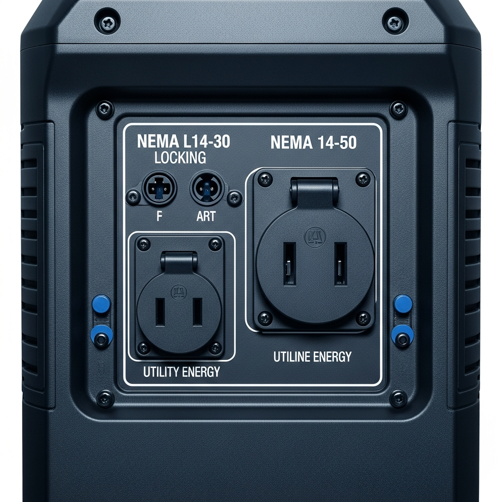 Anker Solix F3800 rear panel showing NEMA L14-30 and 14-50 outlet connections
